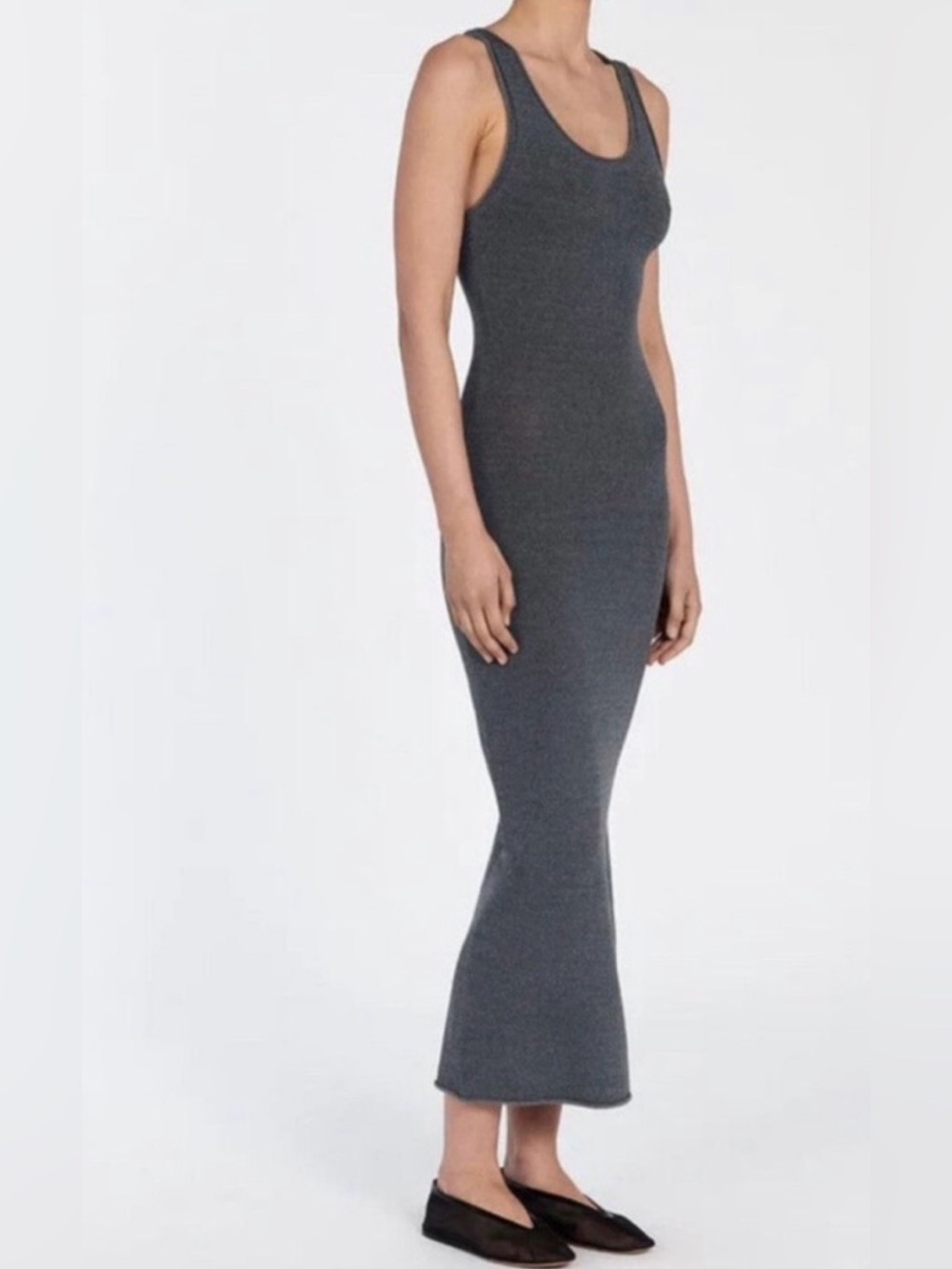 NWT DISSH Roma Grey Maxi Dress Ribbed Knit Sleeveless XXL